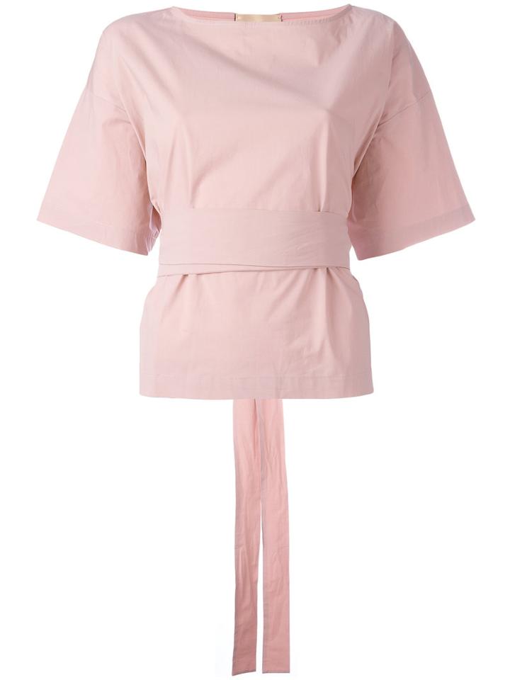 Erika Cavallini Belted Top, Women's, Size: 40, Pink/purple, Cotton/spandex/elastane