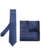 Lanvin Printed Tie And Pocket Square - Blue
