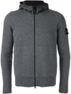 Stone Island Contrast Hood Cardigan, Men's, Size: Large, Grey, Polyamide/wool