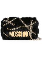 Moschino Chain Embellished Faux Fur Shoulder Bag, Women's, Black