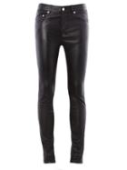 Saint Laurent Leather Trousers, Women's, Size: 40, Black, Lamb Skin