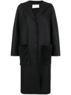 Harris Wharf London Wool Hooded Coat - Black
