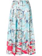 Blugirl Printed Cropped Palazzo Trousers - Blue