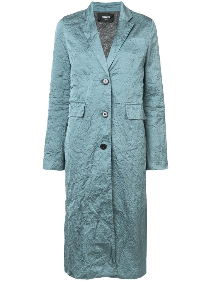 Yang Li Crumpled Single-breasted Coat - Green