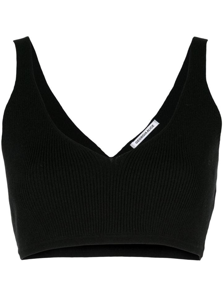 Georgia Alice Ribbed Bralet - Black