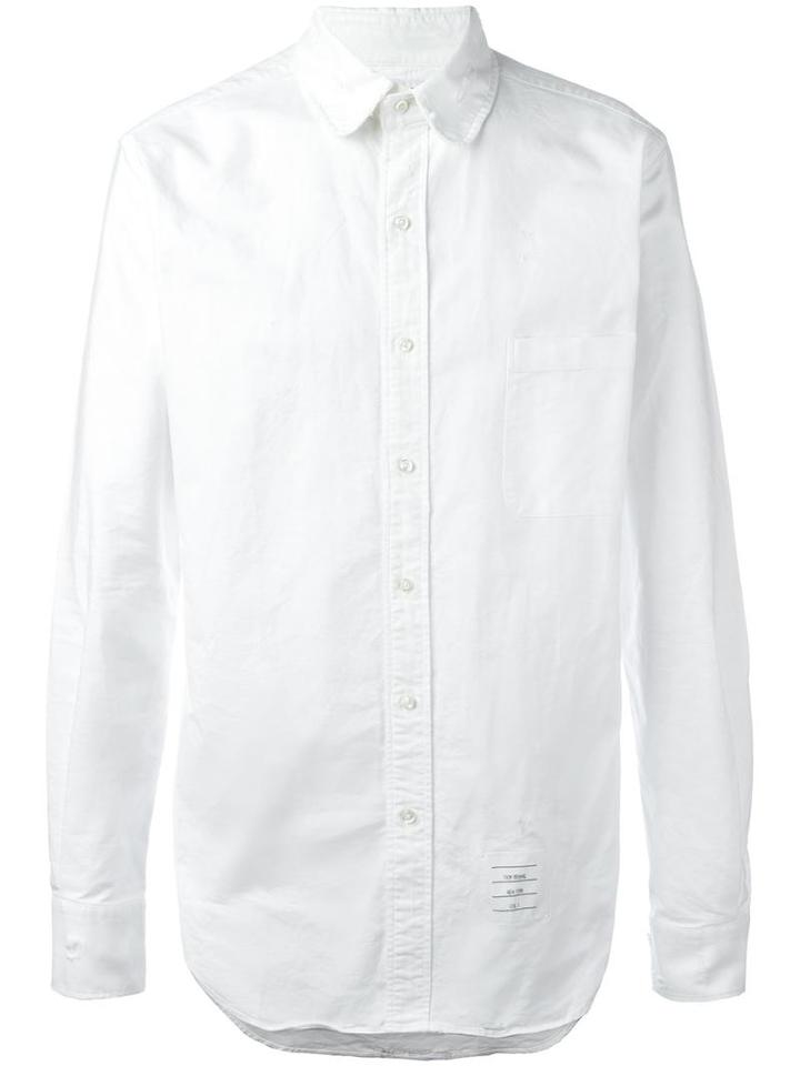 Thom Browne Distressed Shirt, Men's, Size: 0, White, Cotton