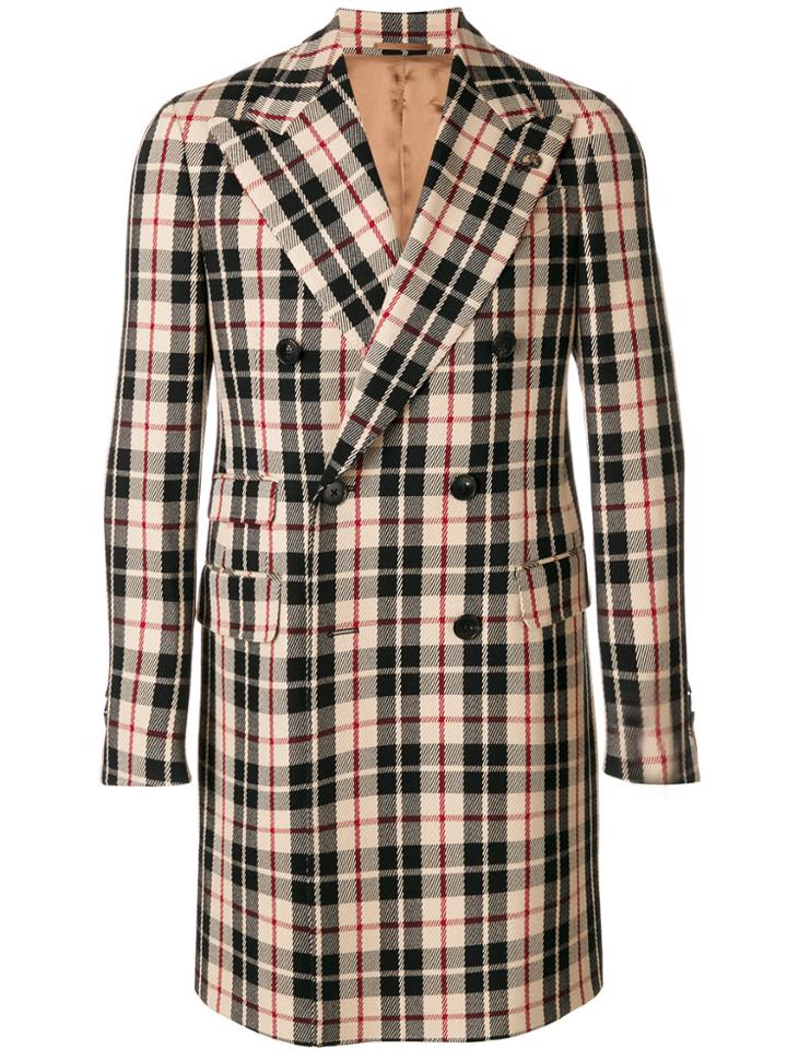 Gabriele Pasini Checked Double-breasted Coat - Nude & Neutrals