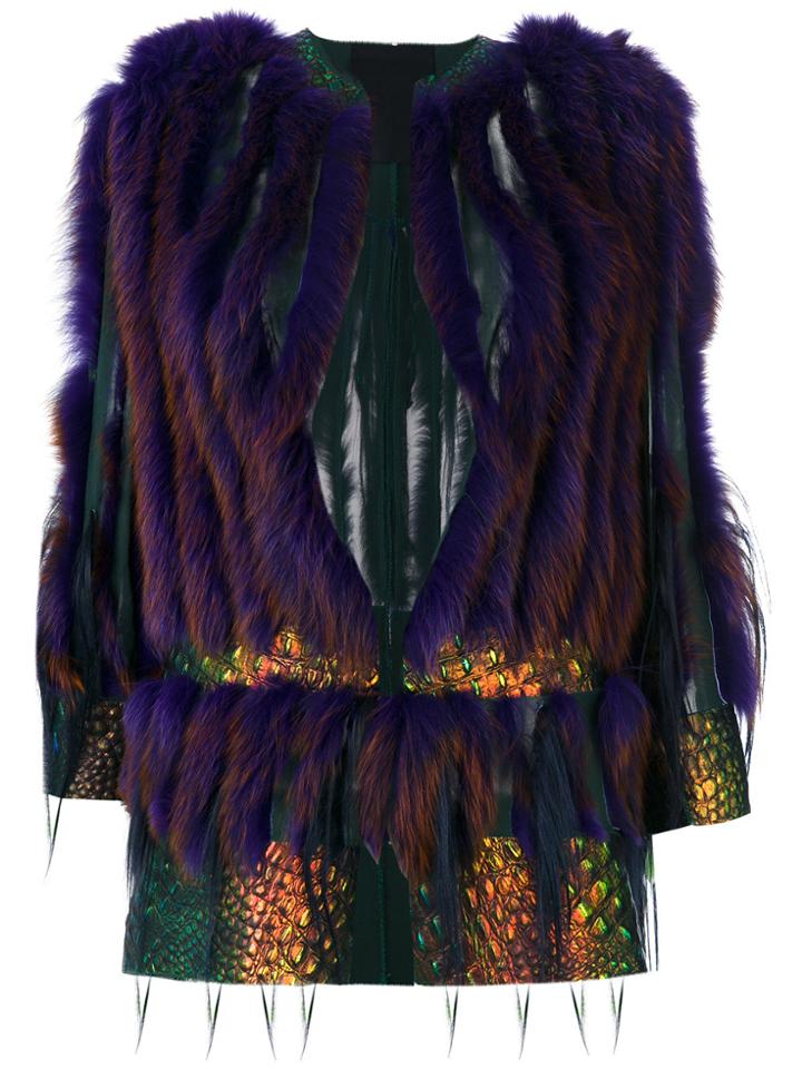 Liska Iridescent Fur Jacket - Blue