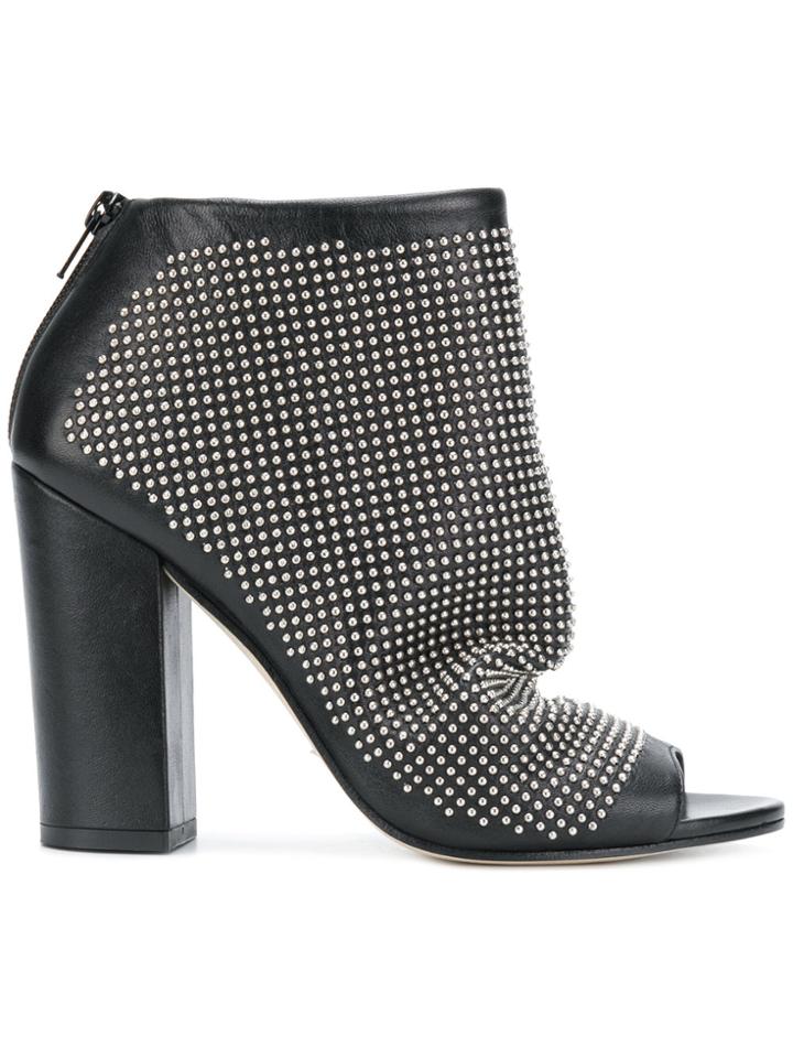 Marc Ellis Studded Open Toe Heeled Boots - Black