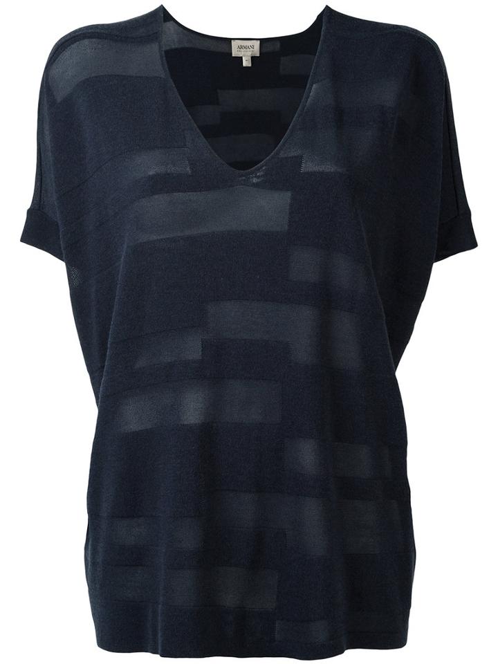 Armani Collezioni - Stylised T-shirt - Women - Cotton/viscose - L, Women's, Blue, Cotton/viscose