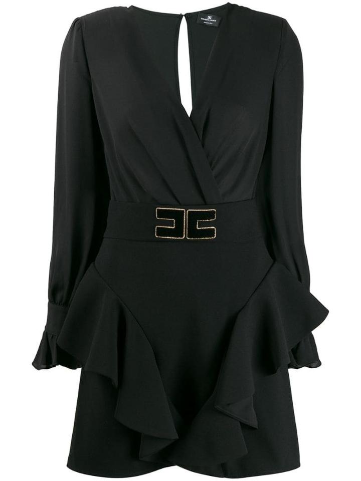 Elisabetta Franchi Ruffle-trim Dress - Black