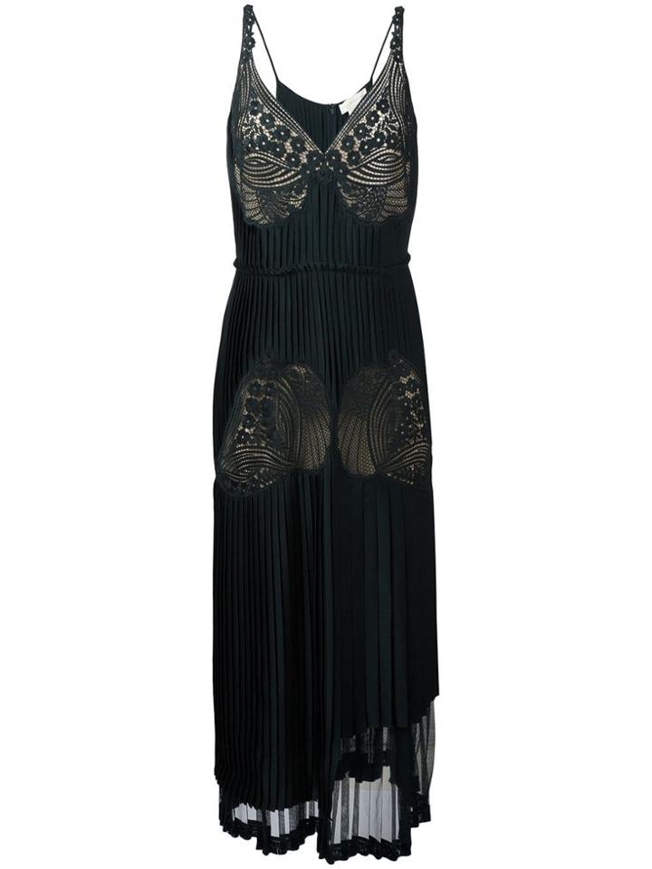 Stella Mccartney Pleated Lace Panel Dress - Green