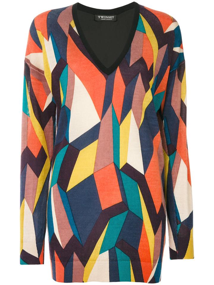Twin-set - Geometric Patterned Top - Women - Polyester/wool - S, Polyester/wool