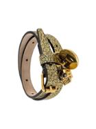 Alexander Mcqueen Double Wrap Skull Bracelet, Women's, Metallic