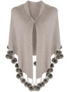 N.peal Cashmere Pom Pom Shortsleeved Shawl - Grey