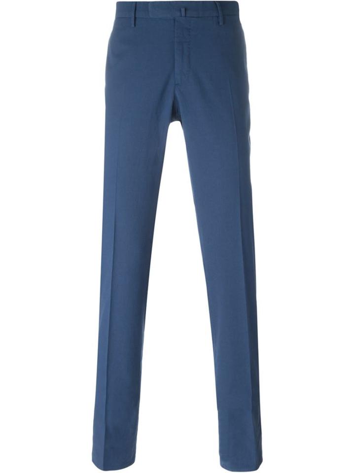 Incotex Front Pleat Trousers, Men's, Size: 46, Blue, Cotton/spandex/elastane