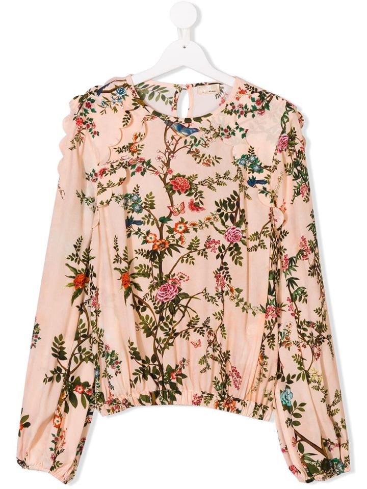 Elisabetta Franchi La Mia Bambina Floral-print Top - Pink & Purple