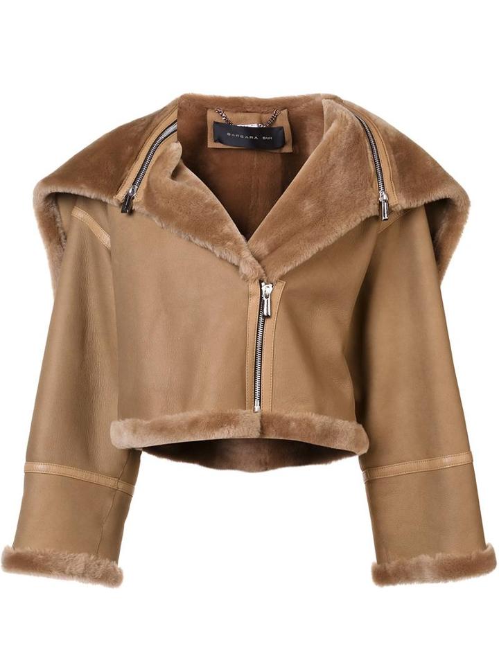 Barbara Bui Short Shearling Jacket, Women's, Size: 1, Brown, Sheep Skin/shearling/lamb Skin