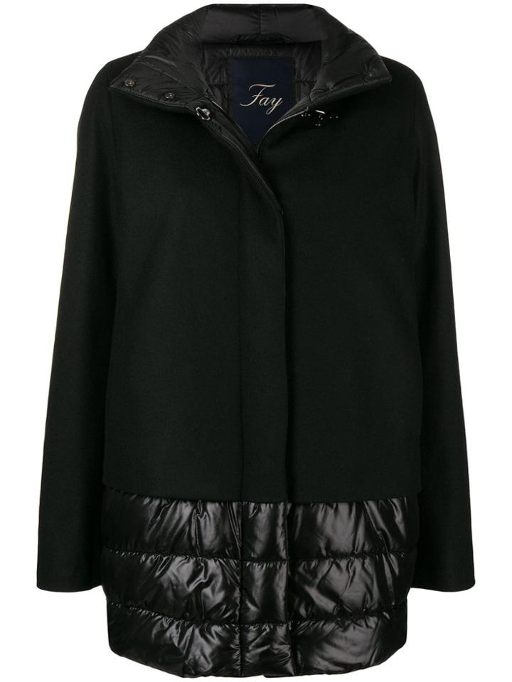 Fay Layered Hem Midi Coat - Black