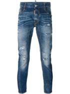 Dsquared2 'tidy Biker' Jeans, Men's, Size: 48, Blue, Cotton/spandex/elastane/calf Leather
