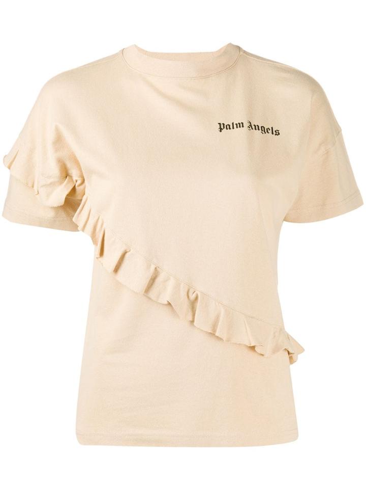 Palm Angels Frilled Mock Neck T-shirt - Neutrals