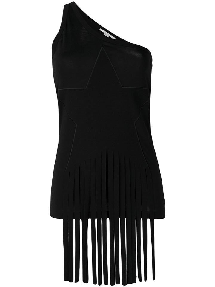 Stella Mccartney Fringed One Shoulder Top - Black