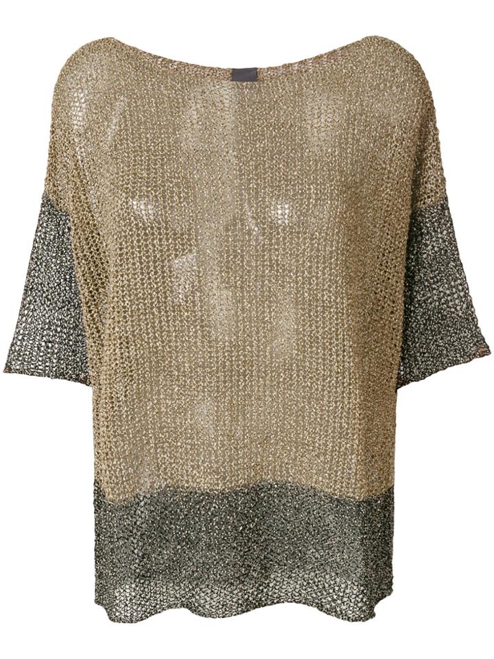 Lorena Antoniazzi Metallic Colour Block Knit Top - Brown