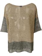 Lorena Antoniazzi Metallic Colour Block Knit Top - Brown