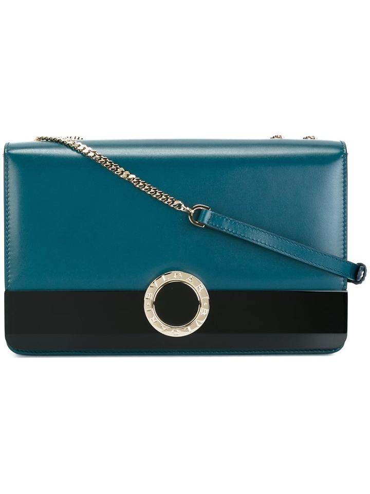 Bulgari Chain Strap Crossbody Bag, Women's, Blue, Calf Leather