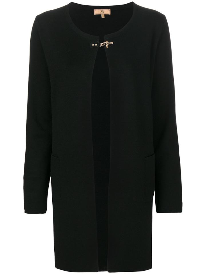 Fay Plain Buckled Cardigan - Black