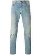Saint Laurent Ripped Skinny Jeans, Men's, Size: 31, Blue, Cotton/spandex/elastane
