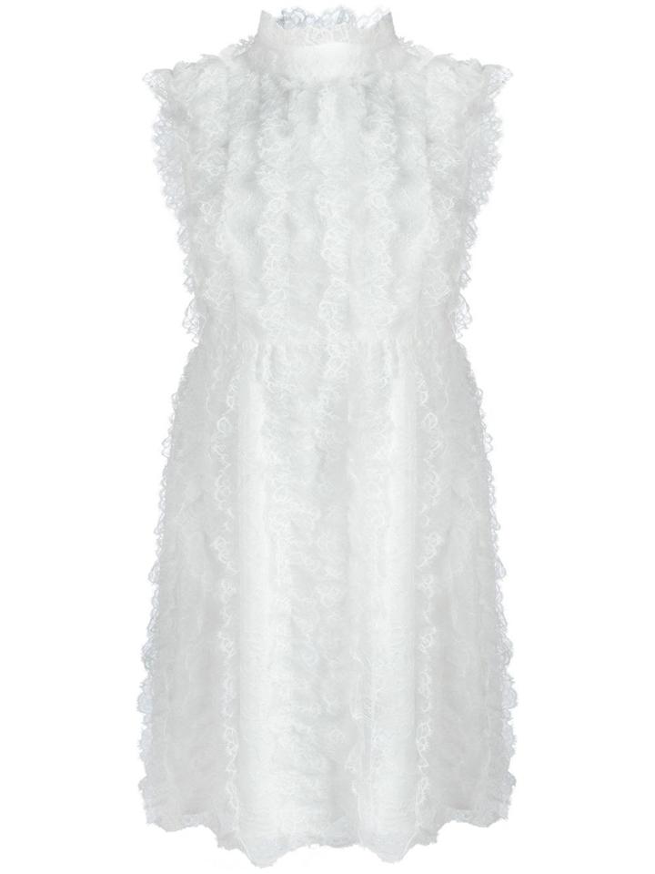 Givenchy Sleeveless Ruffled Lace Dress - White