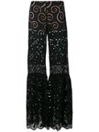 Alberta Ferretti - Sheer Flared Trousers - Women - Silk/cotton/acetate/other Fibers - 42, Black, Silk/cotton/acetate/other Fibers