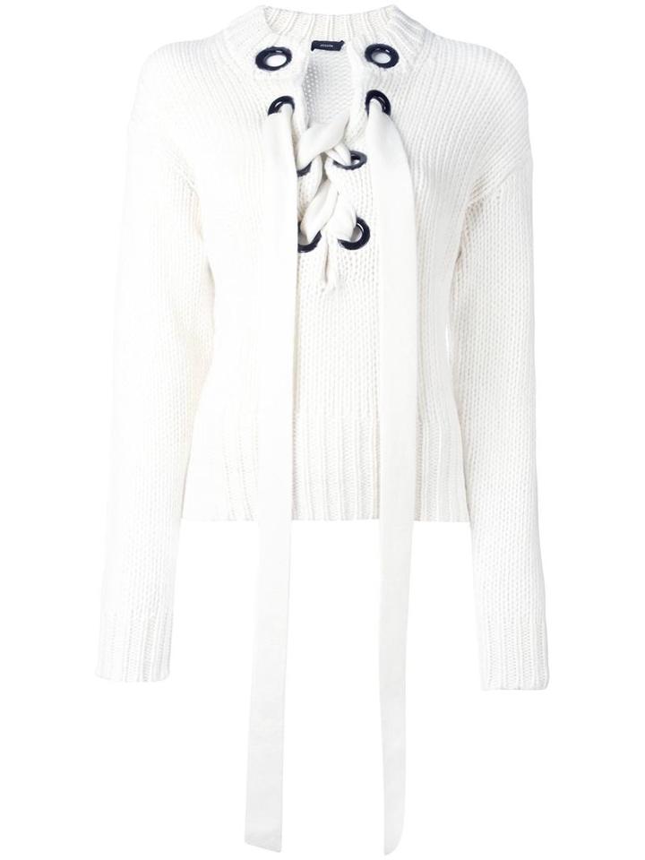 Joseph Oversized Lace Jumper, Women's, Size: Large, White, Cashmere