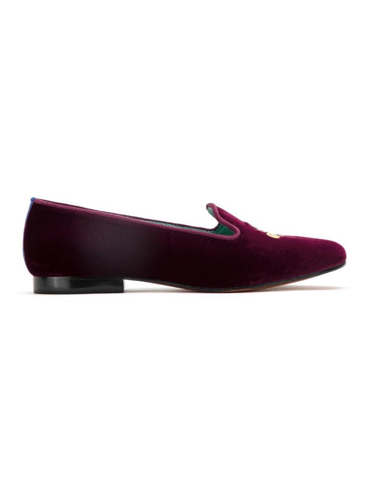Blue Bird Shoes Velvet Loafers - Red