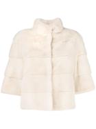 Cara Mila Short-sleeve Fur Jacket - Nude & Neutrals