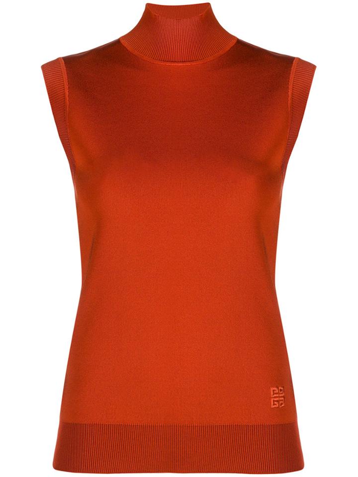 Givenchy Logo Embroidered Knitted Top - Yellow & Orange