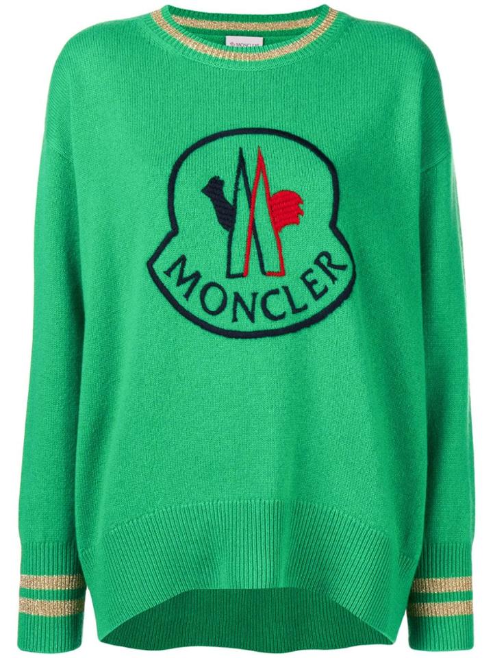 Moncler Logo Intarsia Knit Jumper - Green