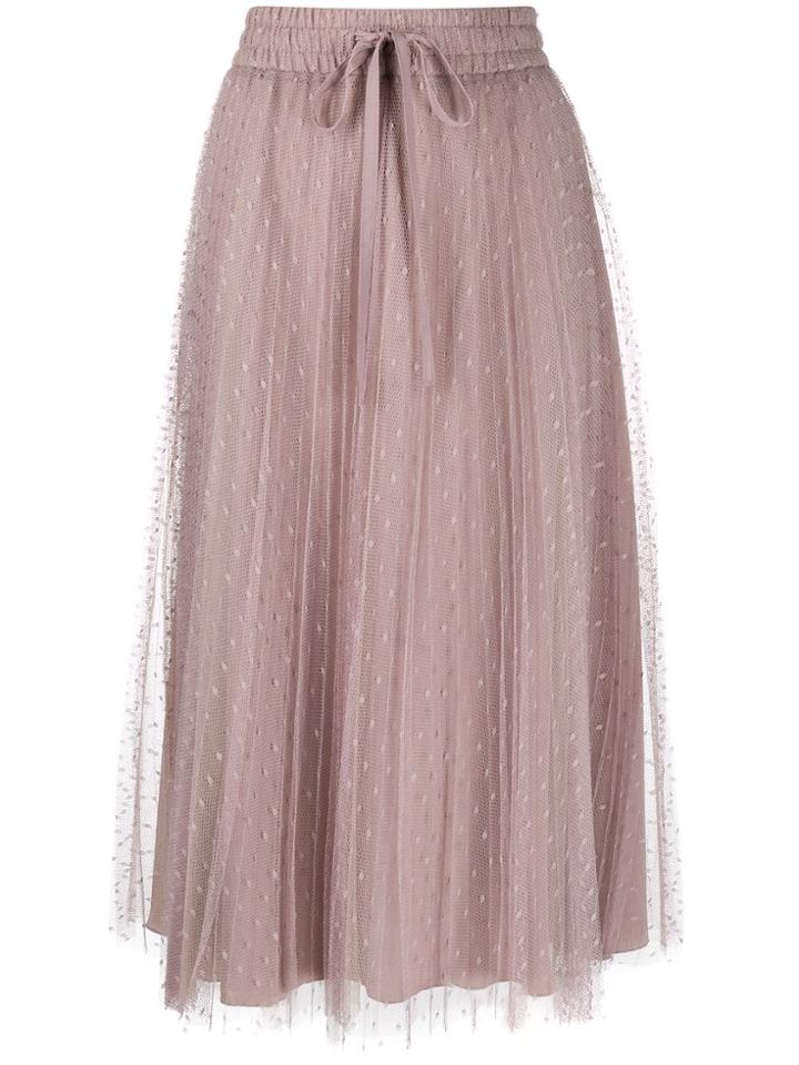 Red Valentino Red(v) Point D'esprit Pleated Skirt - Pink