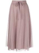 Red Valentino Red(v) Point D'esprit Pleated Skirt - Pink