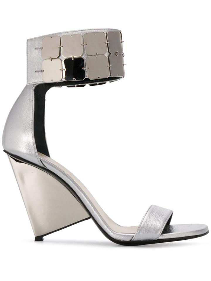 Alain Tondowski Structured Sandals With Ankle Strap - Silver