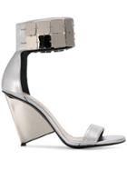 Alain Tondowski Structured Sandals With Ankle Strap - Silver