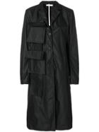 Delada Unisex Sling Solid Pocket Coat - Black