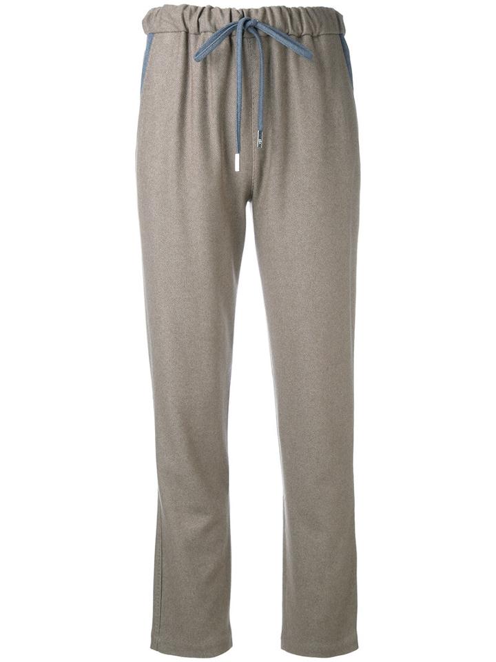 Eleventy - Drawstring Tapered Trousers - Women - Silk/cashmere - 42, Nude/neutrals, Silk/cashmere