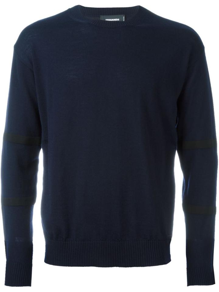 Dsquared2 Crew Neck Jumper, Men's, Size: Xxl, Blue, Virgin Wool