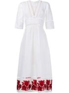 Zimmermann Floral Embroidered Hem Dress, Women's, Size: 0, White, Linen/flax/polyester/cotton