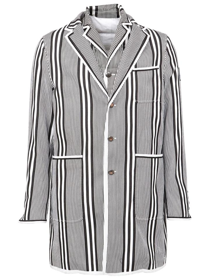 Moncler Gamme Bleu Striped Short Coat - Blue