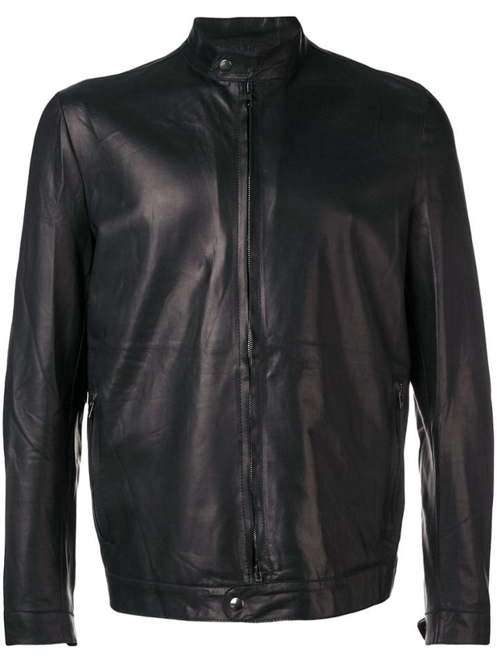 Salvatore Santoro Zipped Up Leather Jacket - Blue