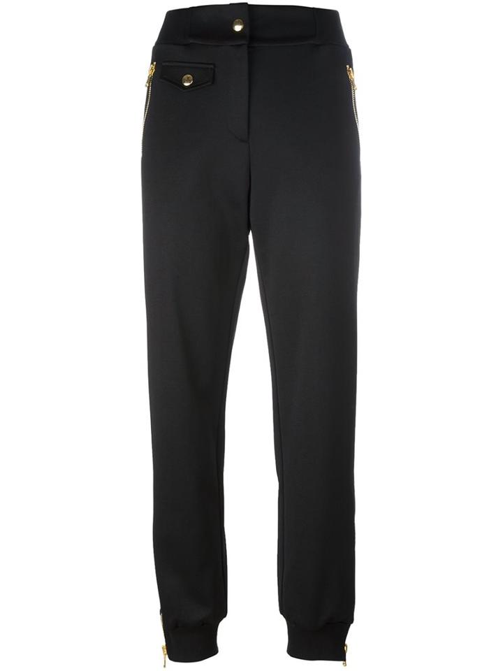 Moschino Zip Detail Track Pants, Women's, Size: 38, Black, Polyester/cotton/rayon/other Fibers