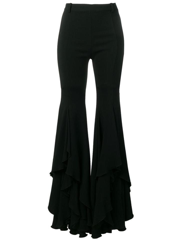 Versace Ruffled Hem Flared Trousers - Black